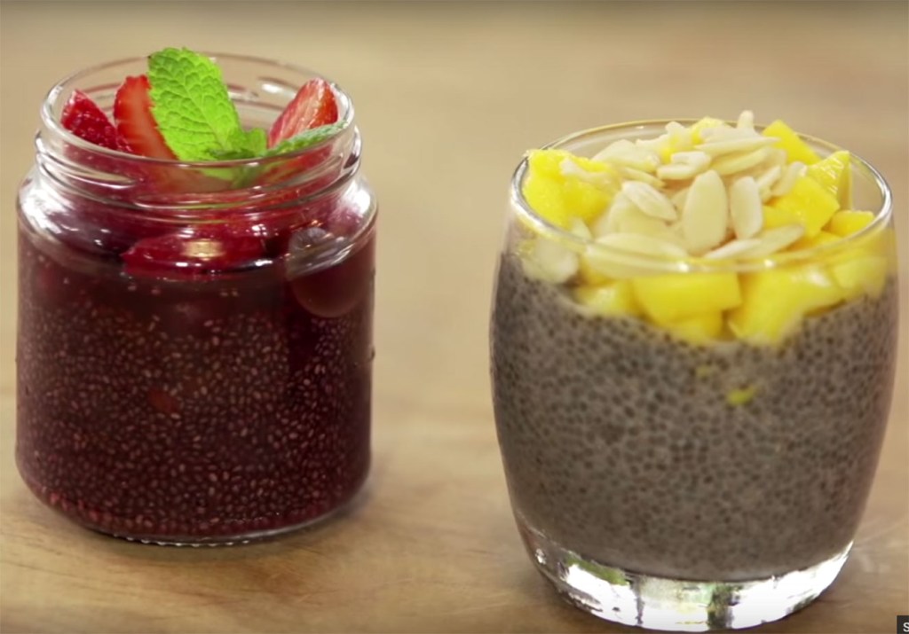 Sagu de chia com suco de uva