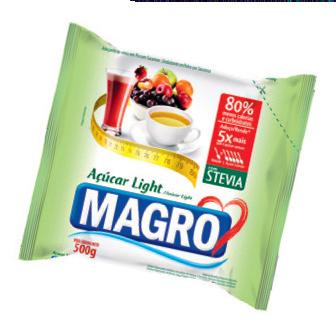 O Açúcar Light Magro com Stevia (R$ 8,87 o pacote de 500 g), da Lightsweet, adoça cinco vezes mais que o açúcar comum. Basta 1 grama (4 calorias) para uma xicrinha de café. Preços pesquisados em novembro de 2016. O Açúcar Light Magro com Stevia (R$ 8,87 o pacote de 500 g), da Lightsweet, adoça cinco vezes mais que o açúcar comum. Basta 1 grama (4 calorias) para uma xicrinha de café. Preços pesquisados em novembro de 2016.