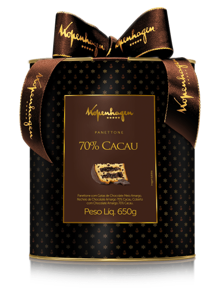 Panetone 70% cacau, Kopenhagen, 650g, R$ 74,90