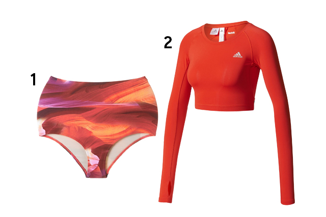 1. Hot Pants, Lygia & Nanny na <a href="https://www.farfetch.com/br" target="_blank" rel="noopener">Farfetch</a>, R$ 141; 2. Top, <a href="https://www.adidas.com.br/" target="_blank" rel="noopener">Adidas</a>, R$ 110 (preços pesquisados em outubro de 2017).