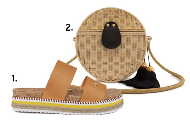 1. Sand&aacute;lia, <a href="https://www.cravocanela.com.br/br/" target="_blank" rel="noopener">Cravo & Canela</a>, R$ 200; 2.&nbsp;Bolsa, <a href="https://donnabrasil.com.br/" target="_blank" rel="noopener">Donna Brasil</a>, R$ 1724 (pre&ccedil;os pesquisados em novembro de 2017)
