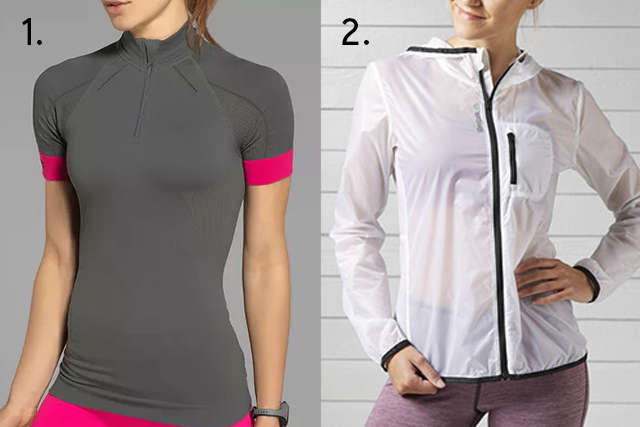 1. <span style="font-weight:400;">Camiseta para ciclismo, <a href="https://www.lupo.com.br/camiseta-lupo-af-cycle-women-71628-001/p" target="_blank" rel="noopener">Lupo</a>, de R$ 211 por R$ 148; 2. </span><span style="font-weight:400;">Jaqueta corta-vento, <a href="https://www.reebok.com.br/jaqueta%20quebra%20vento%20running%20essentials/BK6462.html" target="_blank" rel="noopener">Reebok</a>, de R$ 299 por R$ 160 (preços pesquisados em janeiro de 2018).</span>