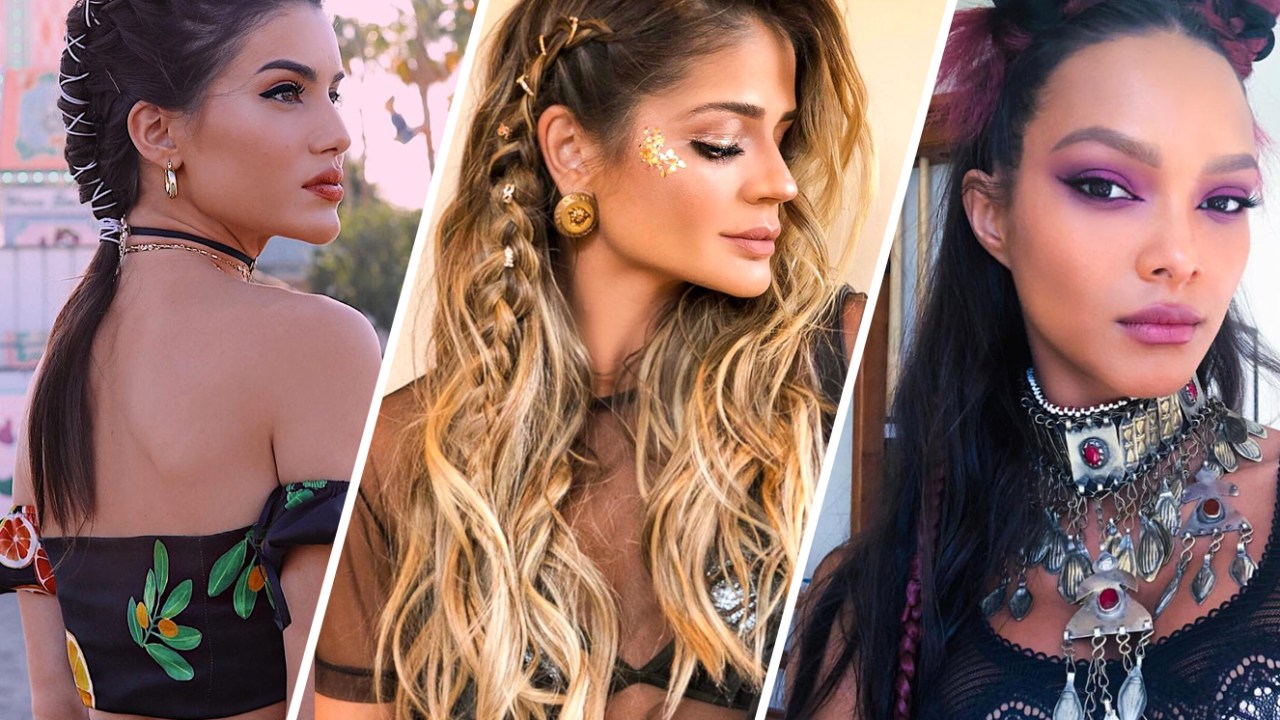 Camila Coelho, Thássia Naves e Lais Ribeiro com penteados no Coachella