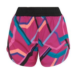 short feminino esportivo ace running estampado geométrico pink