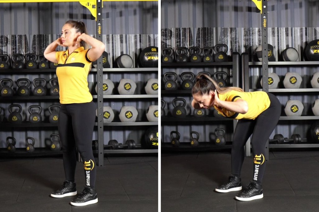 bom dia Mulher fazendo o exercício do bom dia