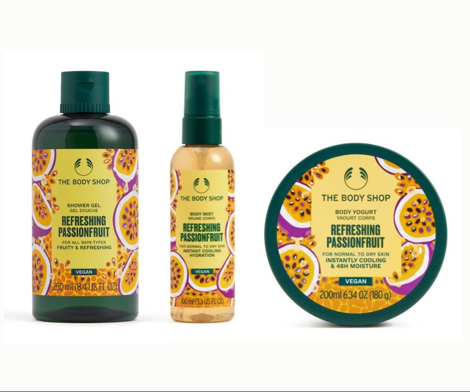 Linha de bodycare Passionfruit The Body Shop