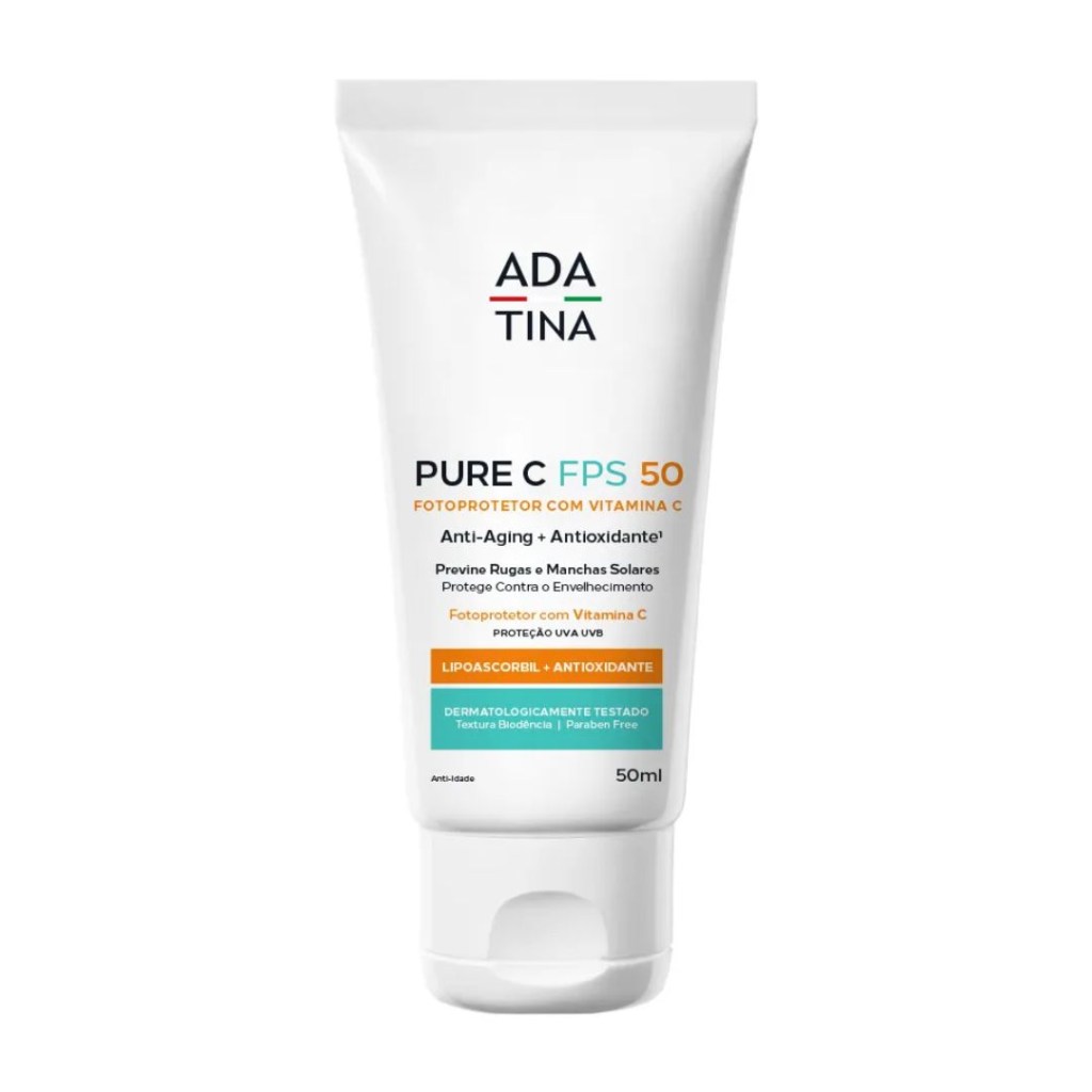 ADA TINA Pure C FPS 50 Protetor Solar 12HS FPS 50 Antioxidante Clareador Pure C FPS 50