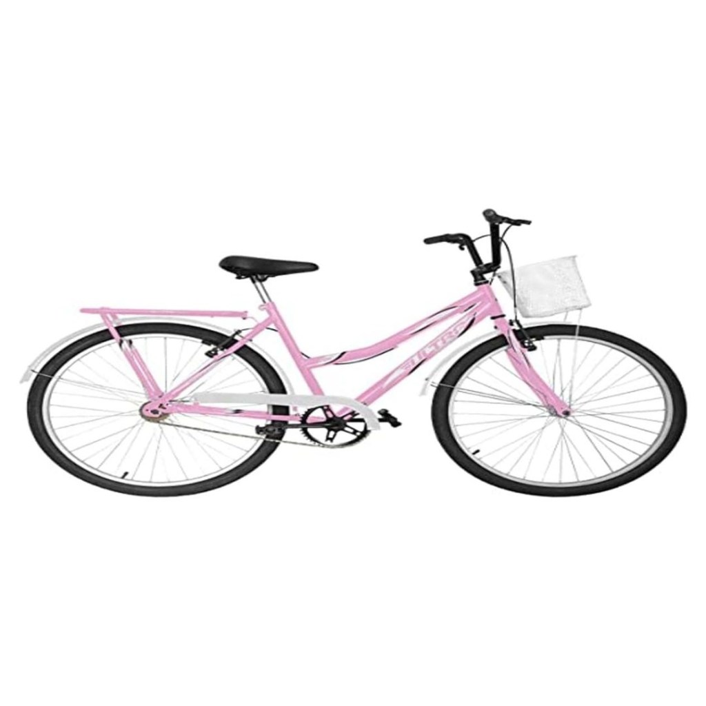 Bicicleta Rosa Bebê e Branco Aro 26