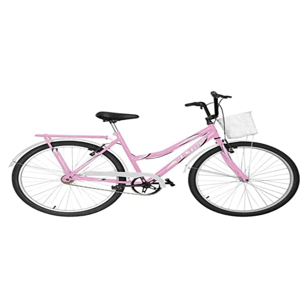 bike Bicicleta Rosa Bebê e Branco Aro 26